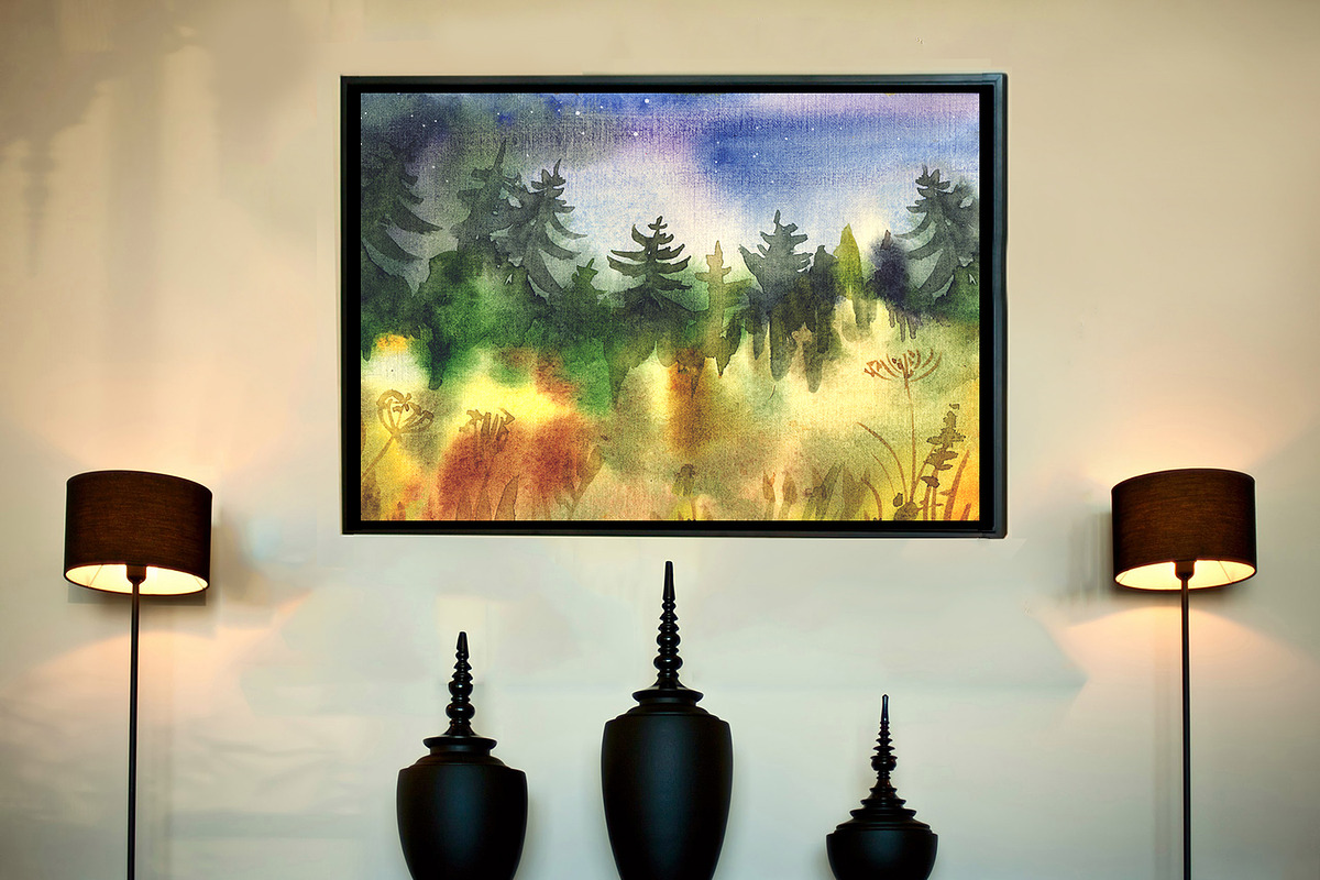 Watercolor mountain landscapes., a Decorative Illustration by Mehendra Art (Photo 5 of 12)