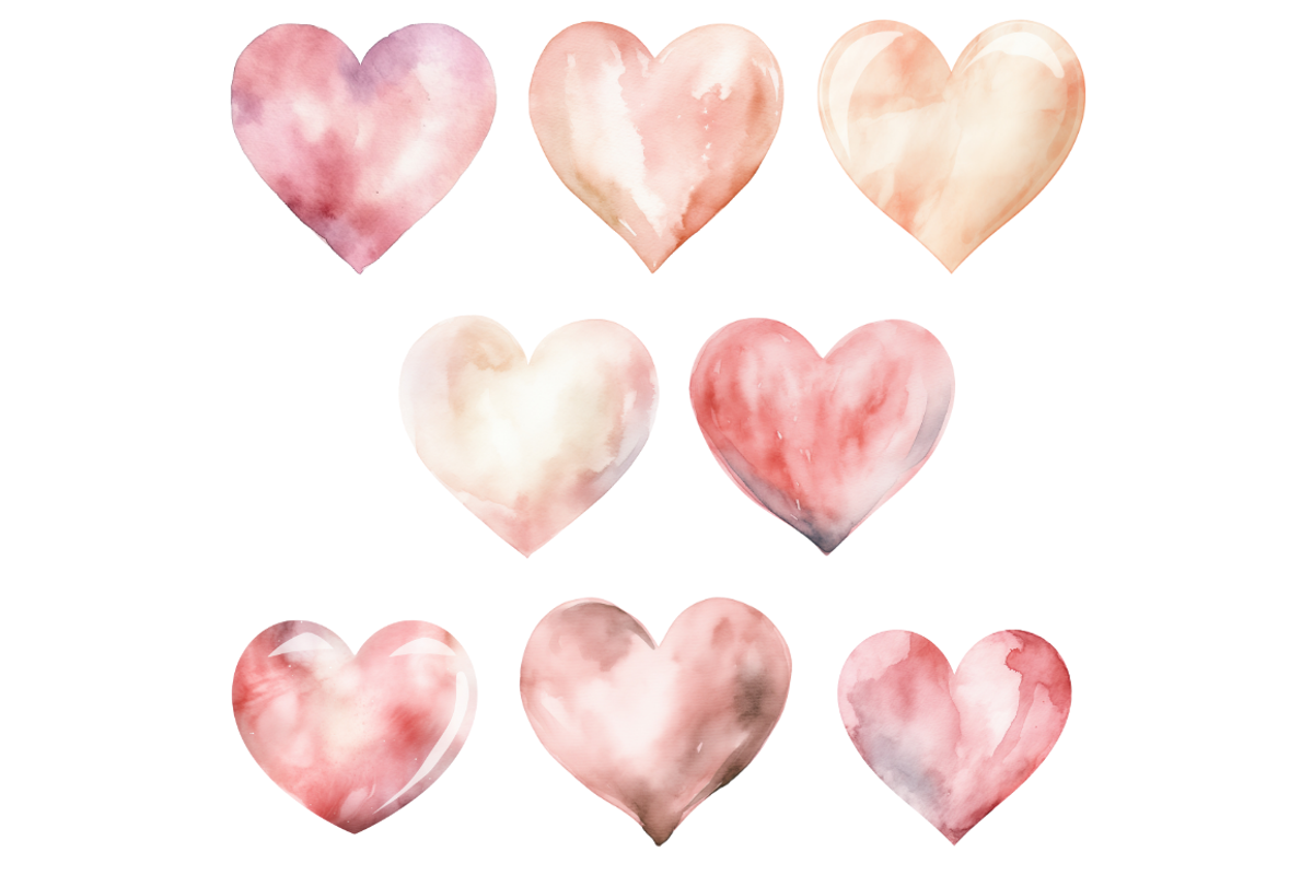 Watercolor Pastel Heart Cliparts, an Illustration by Mash Mash Stickers (Photo 7 of 9)