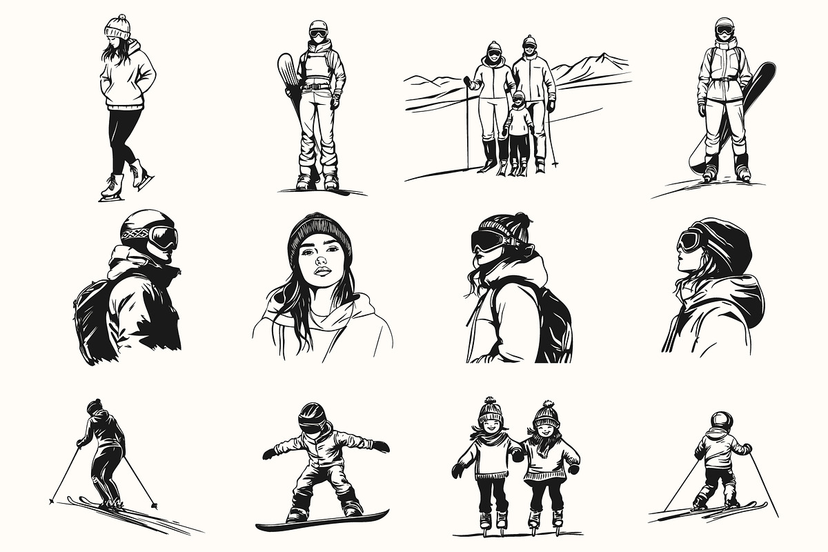 Winter Mountain Ski Resort Set, an Object Graphic by NatalieArtShop (Photo 2 of 12)