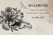 Vector Halloween sketches & designs, a Seasonal Illustration by Yevheniia (Thumbnail 2 of 10)