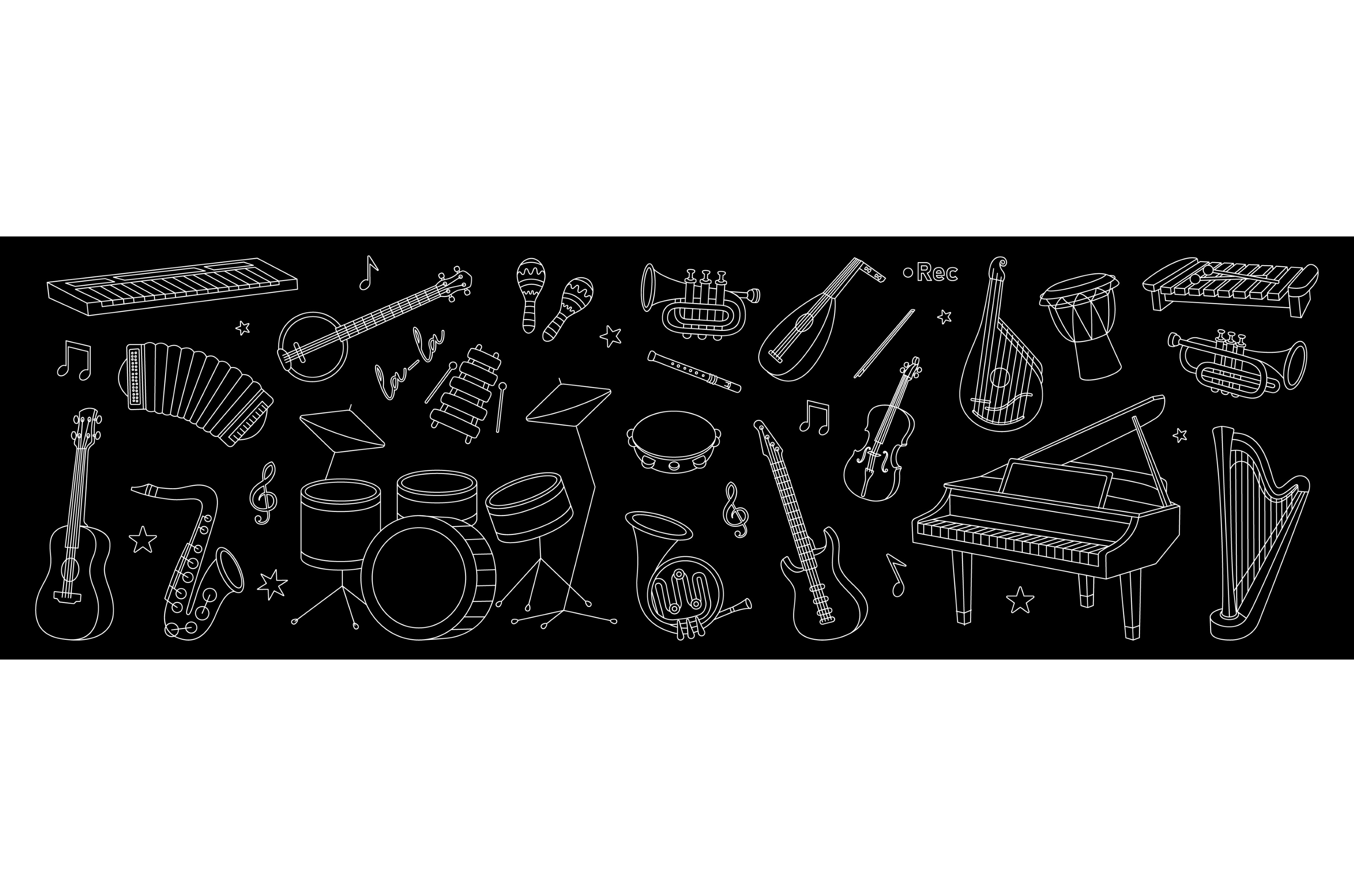 Musical Instruments Outline Kit by Graphishop | Creative Market