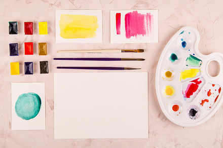 Drawing with watercolor workplace containing watercolor, painting, and paint, an Arts & Entertainment Photo by Valeriia • Svitlini