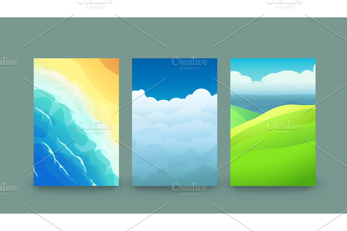 a three various nature boards in set, an Illustration by IfH