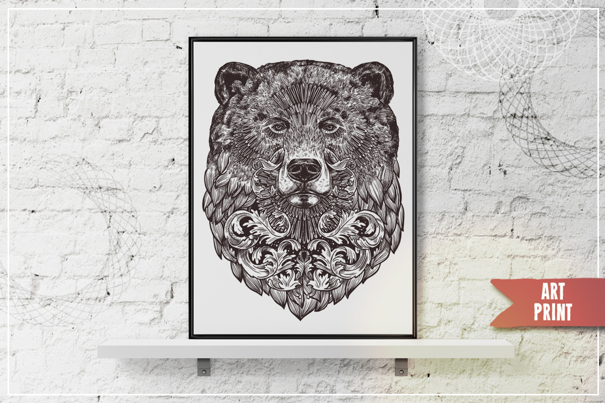 Ornamental Hand Drawn Bear, an Animal Illustration by alexrockheart (Photo 3 of 4)