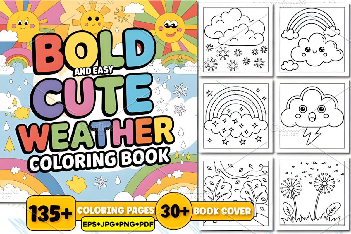 Cute Weather Coloring Book for Kids, a Decorative Illustration by Design Station (Photo 1 of 7)