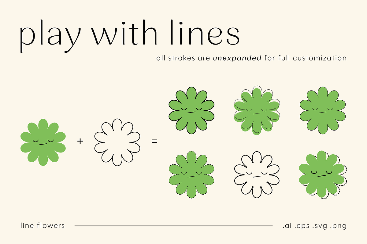 Expressive Flower Faces | Shapes Set, an Object Graphic by stasylionet (Photo 9 of 12)
