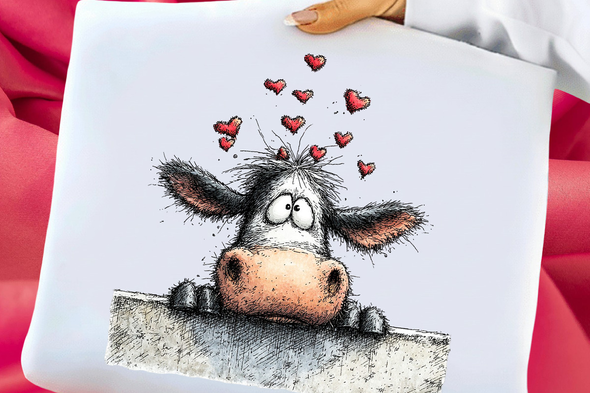Funny Peeking Valentine Cow Clipart, an Illustration by Libby Wishes (Photo 8 of 8)