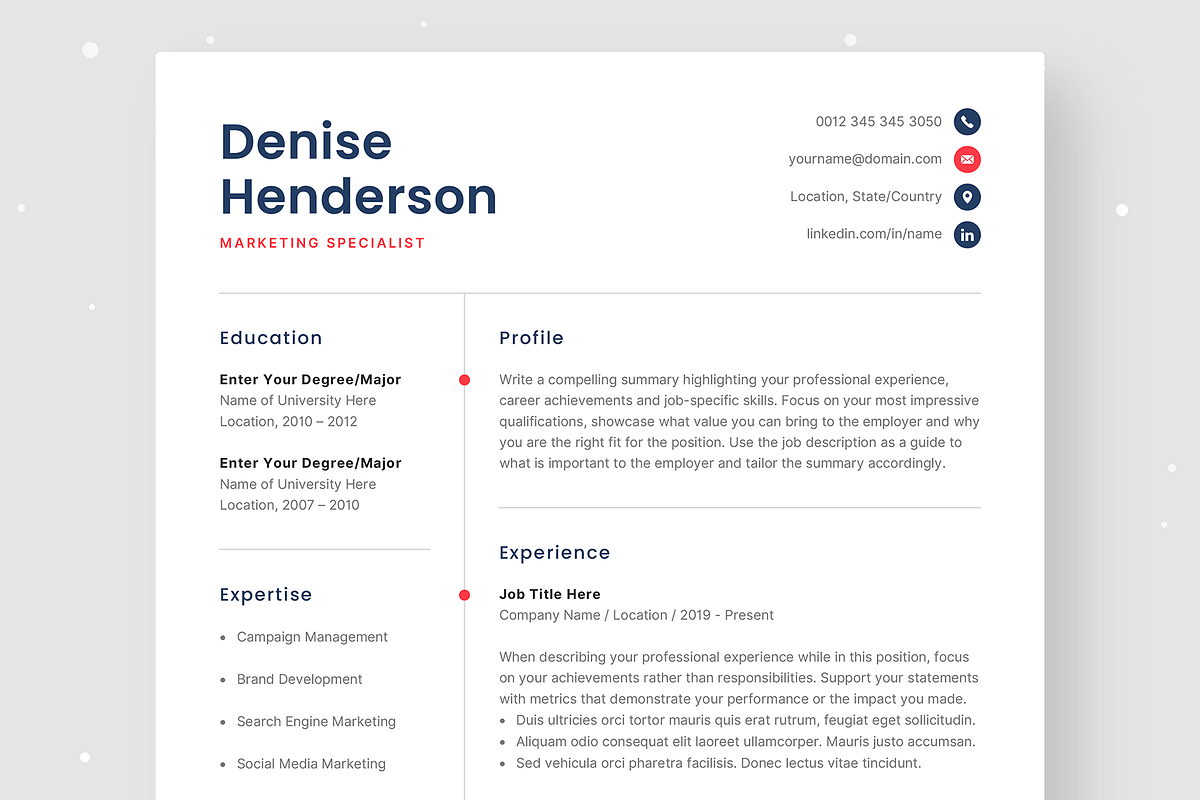 Resume Template Denise, a Resume Template by Olympia Resume (Photo 1 of 5)