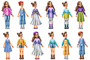 Lucy's Outfits - Watercolor Clipart, an Illustration by Mashamashastu (Thumbnail 6 of 8)