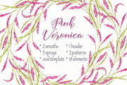 Pink Veronica Watercolor Clip Art, an Illustration by fashionaddict (Thumbnail 1 of 8)