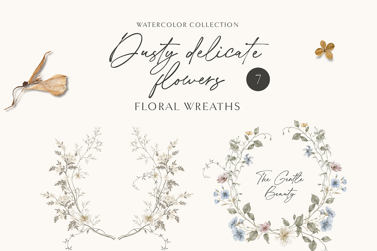 Dusty delicate floral clipart, a Decorative Illustration by long summer (Photo 4 of 12)