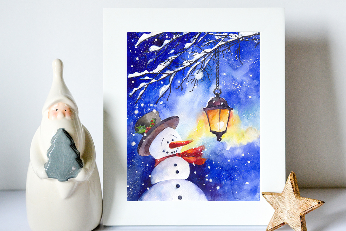 SALE Watercolor snowman Christmas, a Decorative Illustration by MaryAmi (Photo 2 of 3)