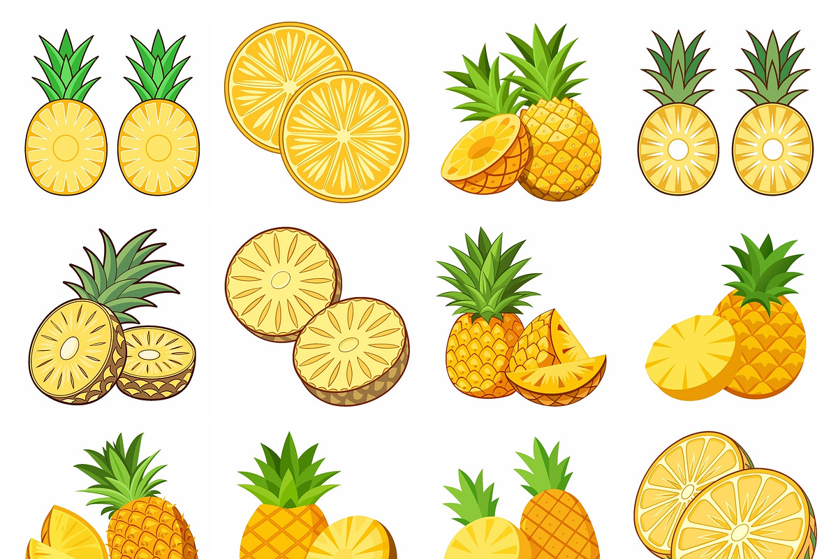 Assorted Pineapples and Orange Slice, an Object Graphic by Billah Hub