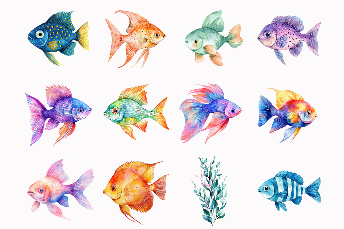 Watercolor fish clipart, an Illustration by Design Market (Photo 3 of 4)