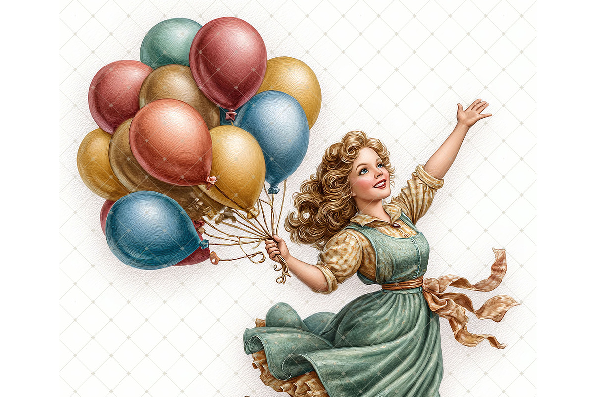 Balloon girl Clipart JPG, a Person Illustration by Memories By Lea (Photo 15 of 18)