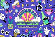 Retro stickers in groovy style set, a Decorative Illustration by PaperTrident (Thumbnail 1 of 8)