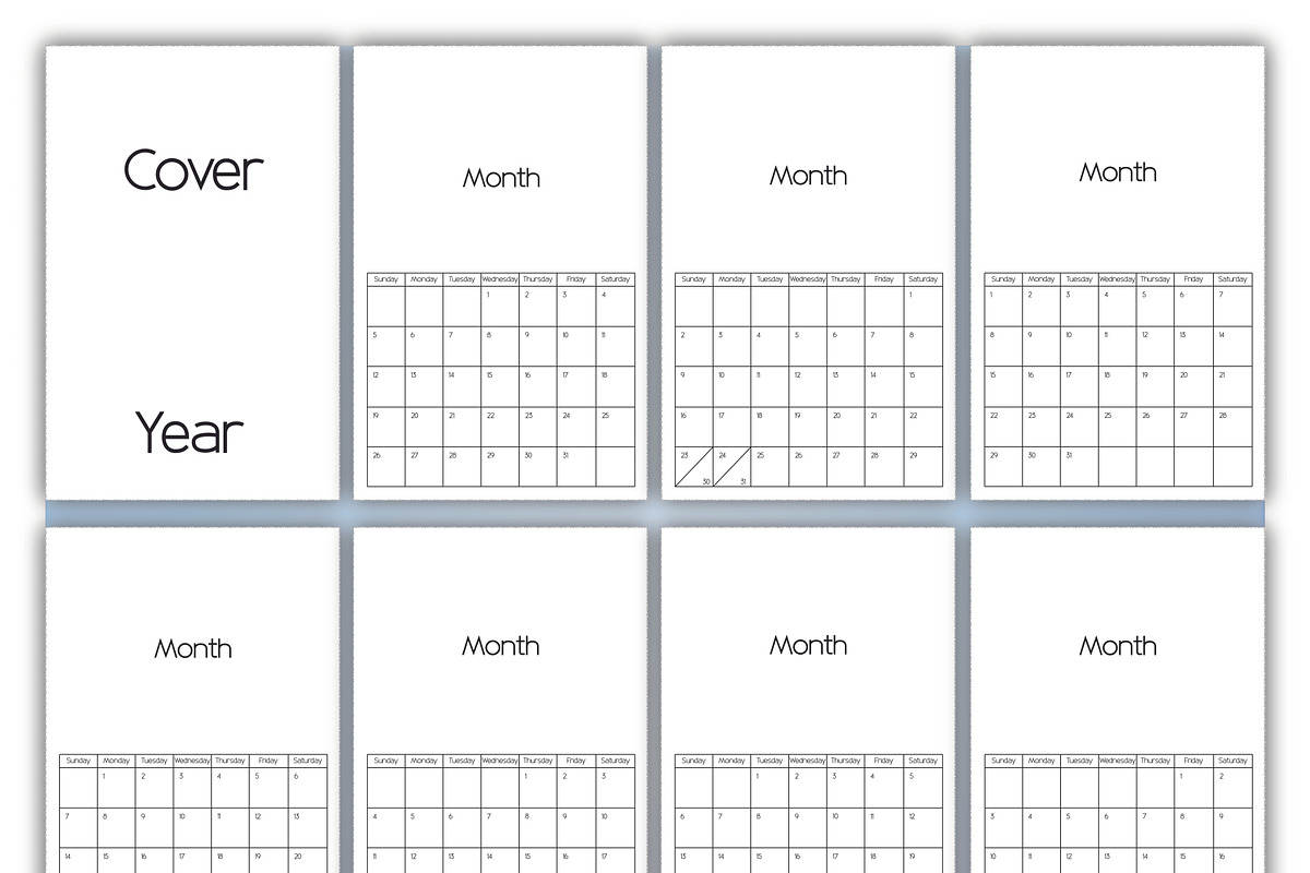 Fully Editable Calendar Months, a Stationery Template by S.M.R (Photo 1 of 3)