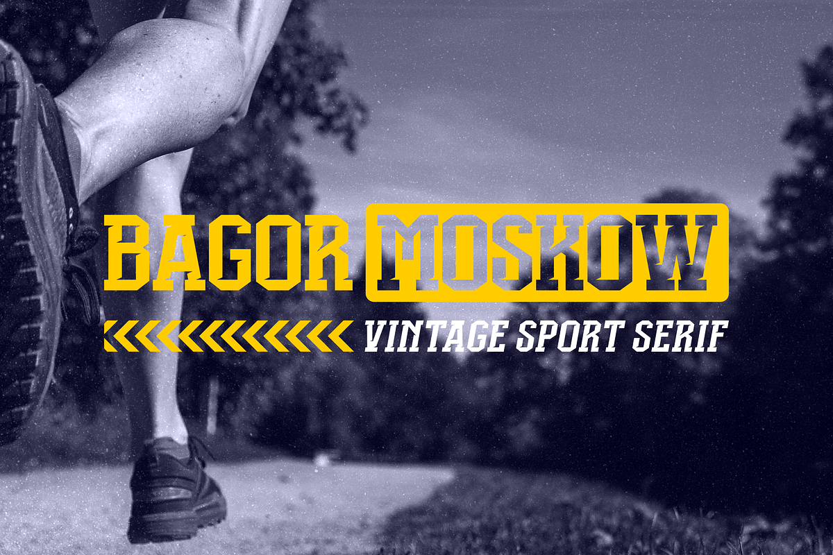 Bagor Moskow | Sport Font, a Serif Font by Twicolabs Fontdation (Photo 1 of 5)