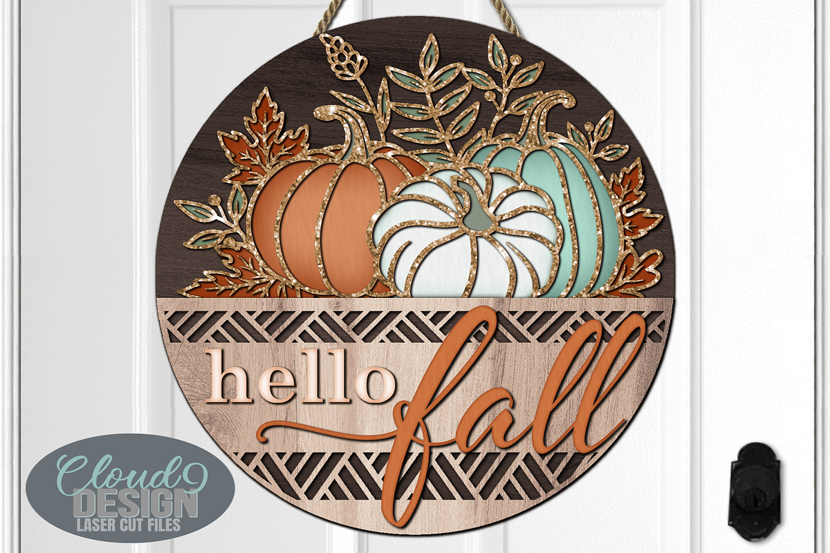 Hello Fall Sign SVG Laser Cut Files, a Graphic by Cloud9DesignSVG (Photo 4 of 5)