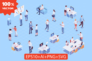 Isometric Business People Vector Set, a Finance Illustration by Vector_Art