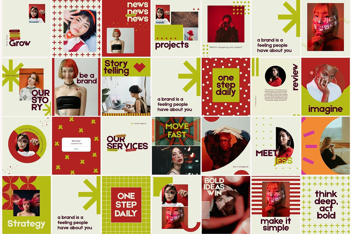 Bold Red Instagram Template Kit, a Social Media Template by Yaaas Design (Photo 6 of 12)