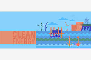 Green Energy Background Flat, a Technology Illustration by Anna's Shop