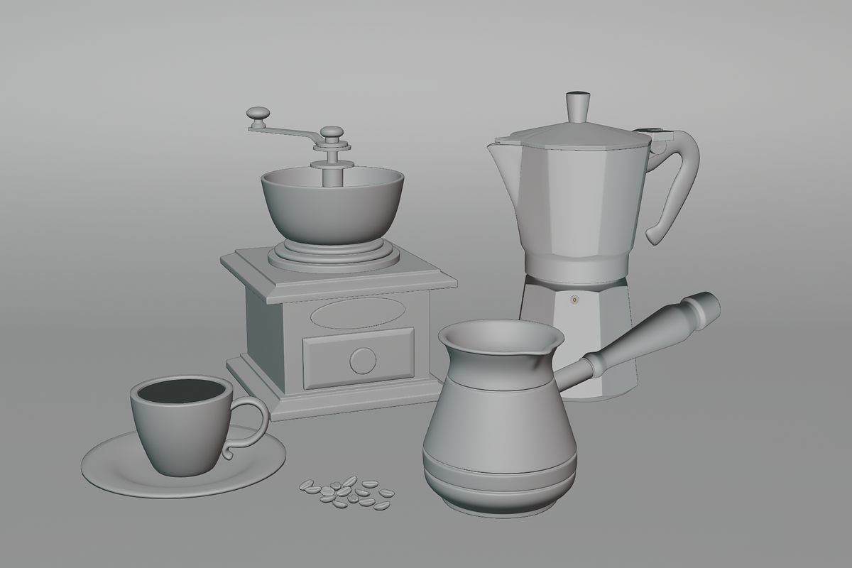 3D set of objects for making coffee., a Food & Drink 3D Model by FoxyDraw (Photo 3 of 5)