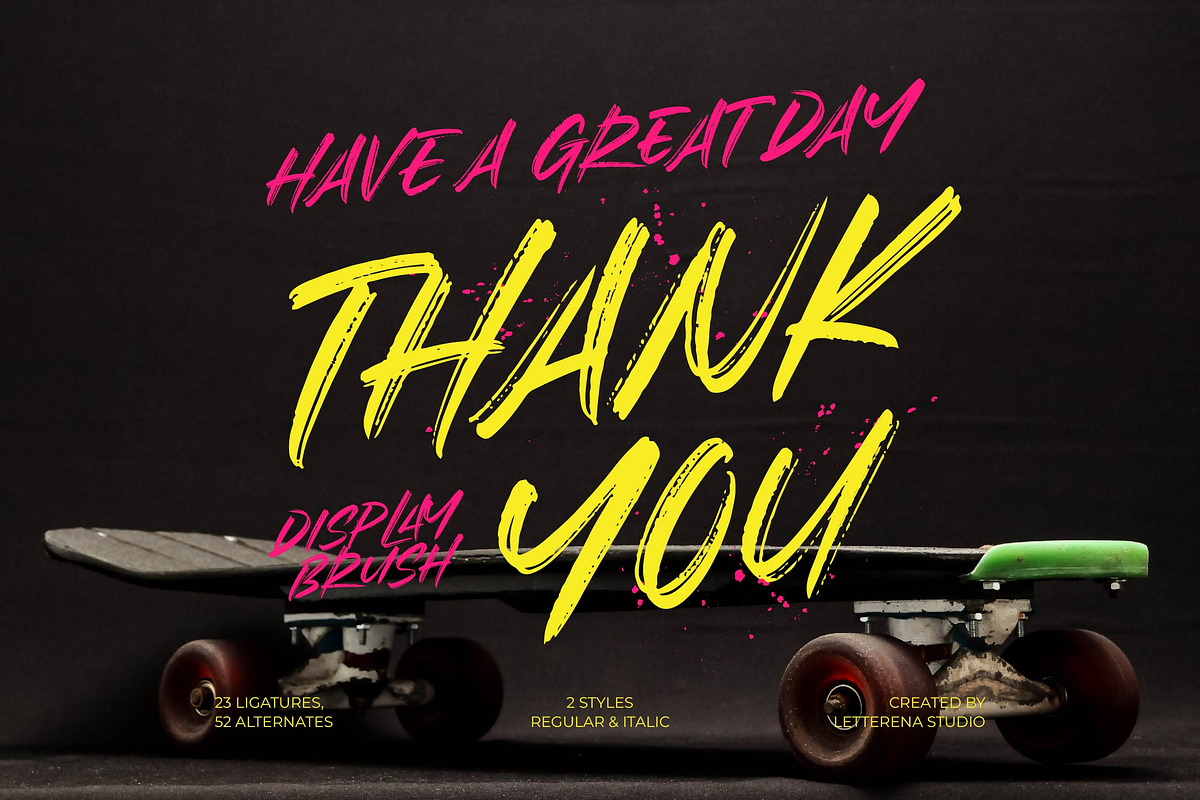 Broken Khemory Display Brush Font, a Script Font by Letterena Studios Script (Photo 15 of 15)