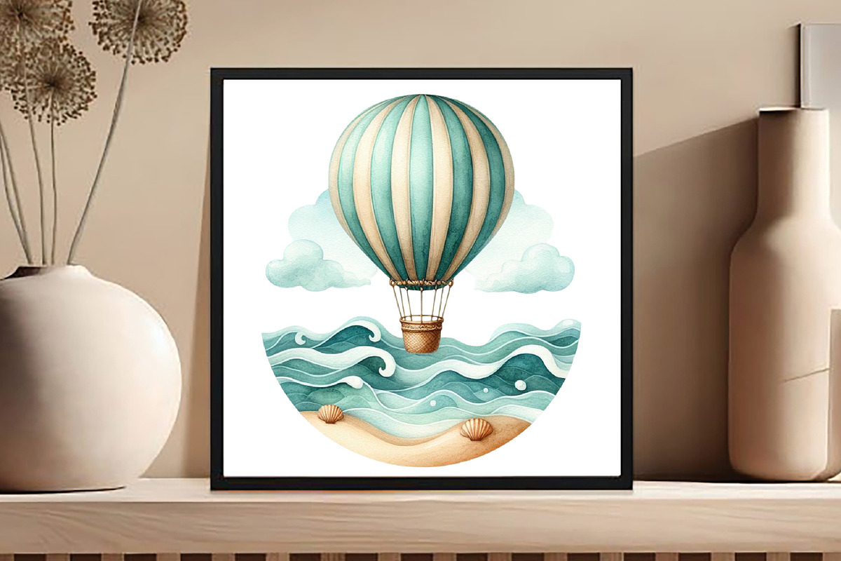 Watercolor Hot Air Balloons Boho PNG, an Illustration by DreamCafeArt (Photo 4 of 6)