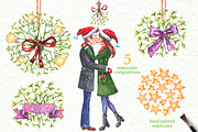 Christmas Mistletoe Watercolor Set, a Decorative Illustration by AnnieDove (Thumbnail 5 of 9)