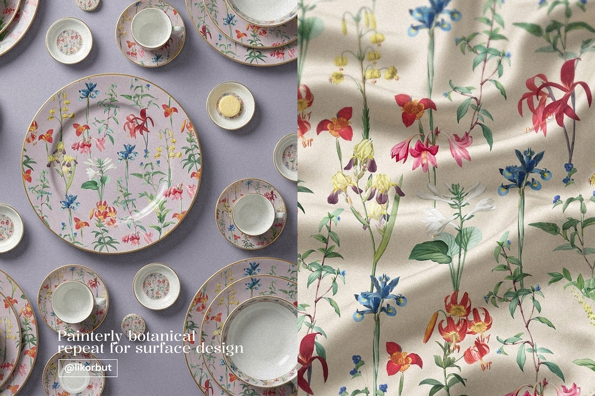 Vintage Botanical Floral Pattern, a Pattern Graphic by likorbut (Photo 8 of 13)