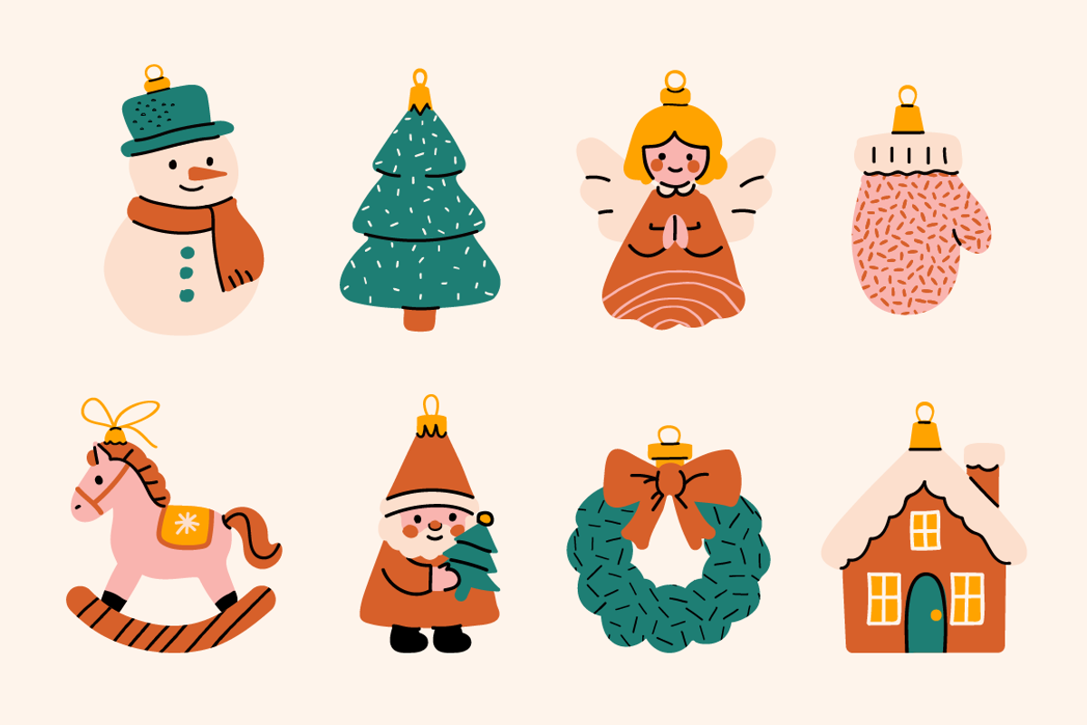 140 Cozy Retro Christmas Clipart, a Seasonal Illustration by Zeukaa (Photo 3 of 21)