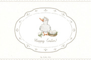 Happy Easter. Watercolor clipart, an Animal Illustration by Kreker Kate (Thumbnail 10 of 10)