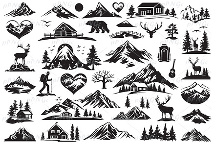 Mountain and Wildlife Vector Icon, a Solid Icon by PassionPNGcreation