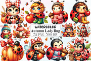 Cute Cartoon Autumn Ladybug Clipart, an Illustration by CraftArtStudio (Thumbnail 1 of 6)