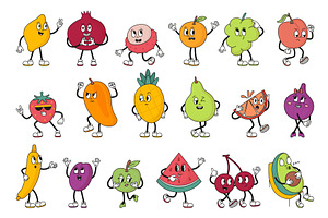 Retro fruits characters. Funny, a Food Illustration by Valerie Bodnar