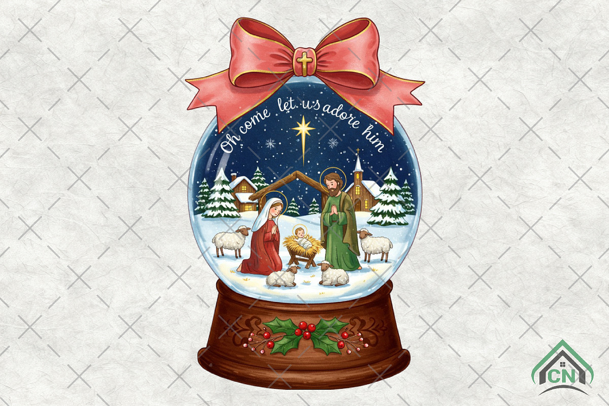 Nativity Scene Snow Globe Christmas, an Illustration by Craft Nest (Photo 1 of 6)