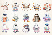 Funny Retro Halloween Ghost Clipart, an Illustration by Rose Art (Thumbnail 2 of 7)