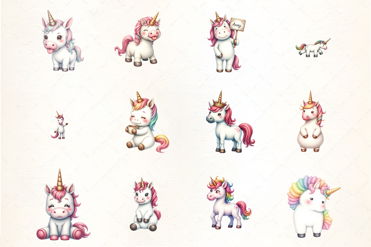 Funny Grumpy Unicorn Clipar, an Illustration by CrexoraLab (Photo 2 of 5)