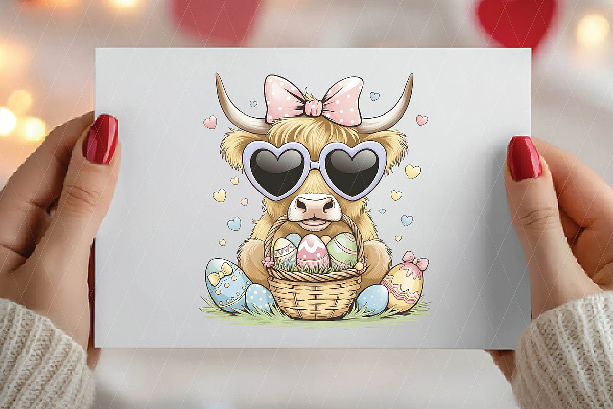 Easter Day Highland Cow PNG, Cute Co, an Illustration by DreamPrint404 (Photo 2 of 7)