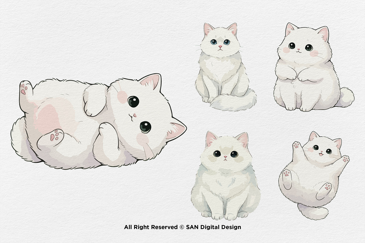 15 Bundle Watercolor Big Cat White, an Animal Illustration by Morspective (Photo 6 of 8)