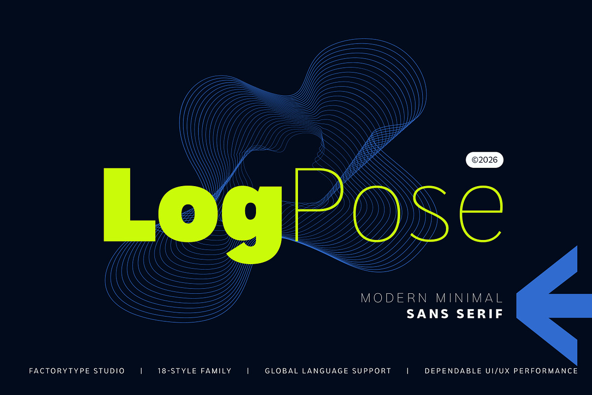 LogPose — Modern Geometric Sans, a Sans Serif Font by FactoryType Studio (Photo 1 of 10)