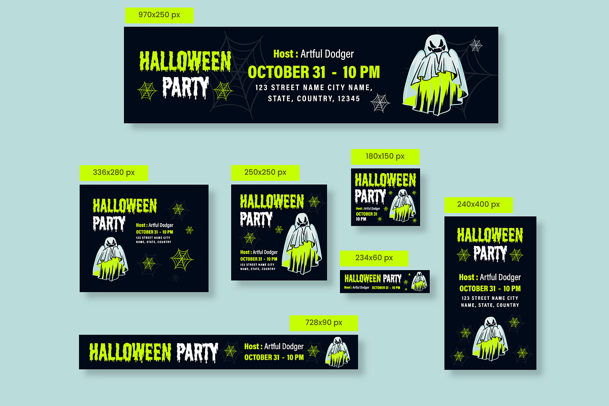 Halloween Web Banner Ads Set, a Social Media Template by MightyDesign (Photo 2 of 5)