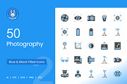 50 Photography Blue & Black Icons, an Icon by IconBunny (Thumbnail 1 of 2)
