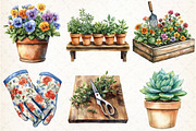 Gardening Watercolor Sublimation Cli, an Illustration by Libby Wishes (Thumbnail 2 of 9)
