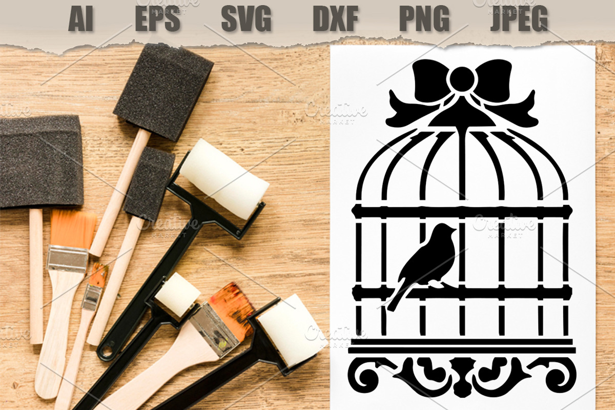 Stencil Vintage Birdcage, a Decorative Illustration by MARYCRAFTIRIA (Photo 2 of 3)