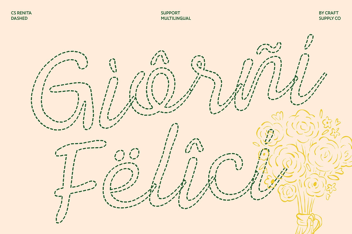 CS Renita Dashed, a Script Font by Craft Supply Co. (Photo 7 of 8)