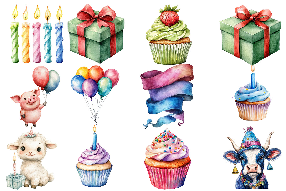 Cute Farm Birthday Clipart, an Illustration by Designworld (Photo 4 of 5)