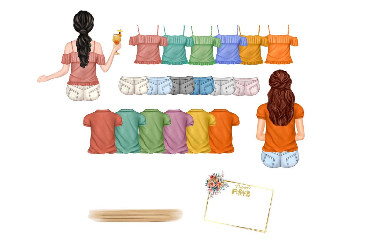 Best Friends Clipart. DIY Portrait, a Person Illustration by ColorfulPT (Photo 3 of 5)