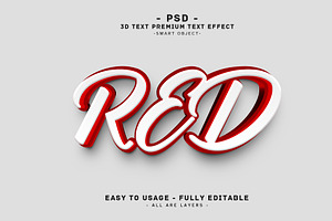 Red 3D Editable Text effect Style, a Layer Style Add-On by Md Jahidul99